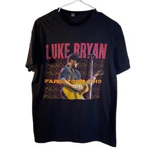 Luke Bryan Farm Tour 2019 Short Sleeve Tee Shirt Size  Medium Black